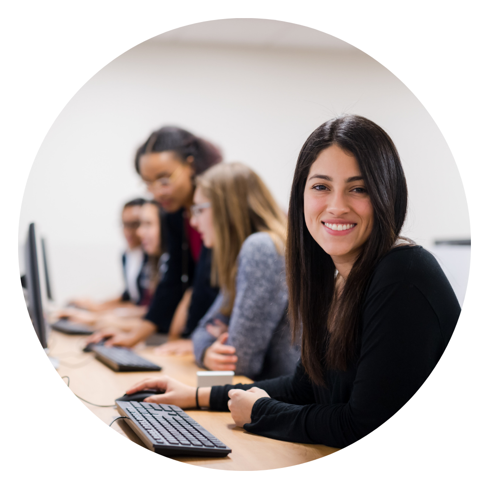 test taker at computer